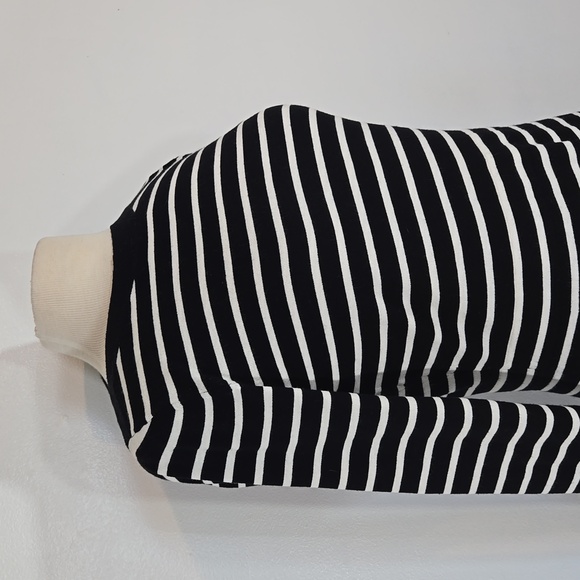 Loft Black & White Stripe Long Sleeve Knit Dress Small NWT - Picture 2 of 10
